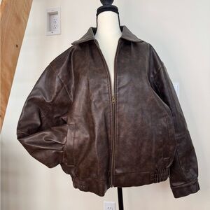 NWOT Topshop faux leather oversized bomber jacket